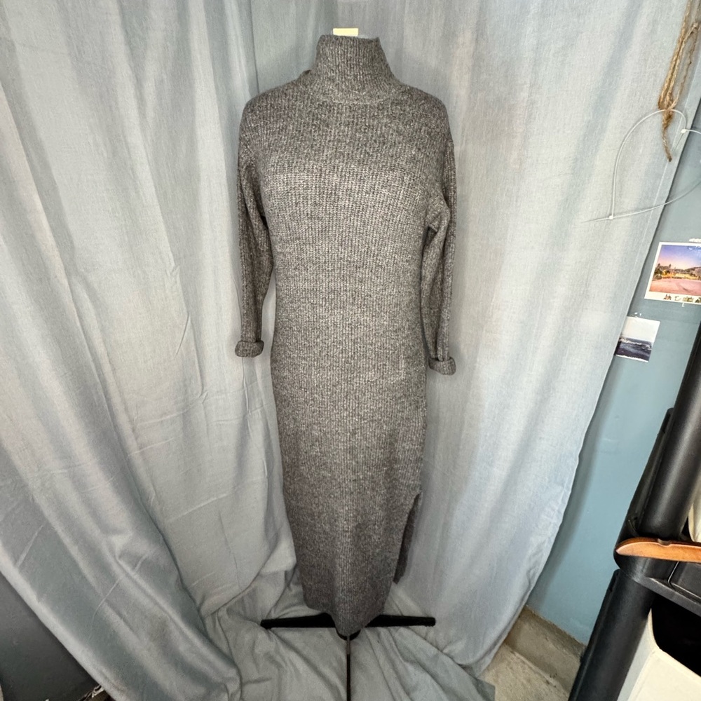 Gray Turtleneck Sweater Dress